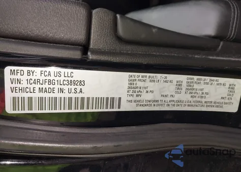 2020 Jeep Grand Cherokee Limited 4X4 z USA, uszkodzony, nr VIN 1C4RJFBG1LC389283